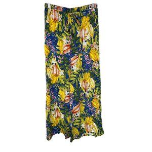 Rachel Rachel Roy Womens Floral Print Wide Leg Pants Size Small Rayon Blue